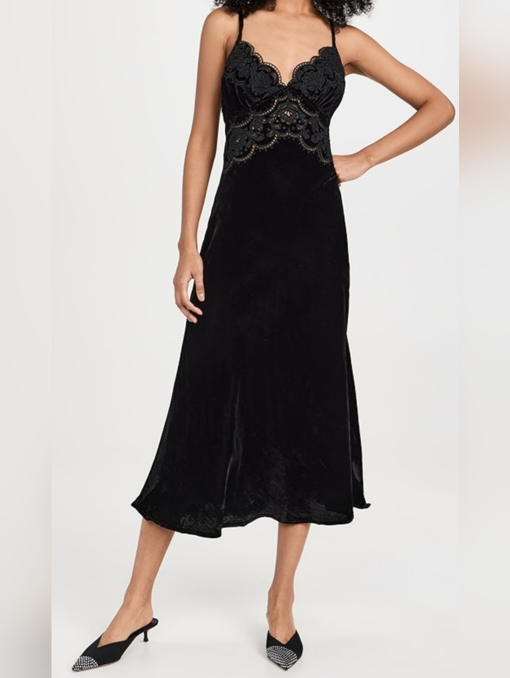 Farm Rio Richelieu Velvet Midi Dress - Picture 2 of 10